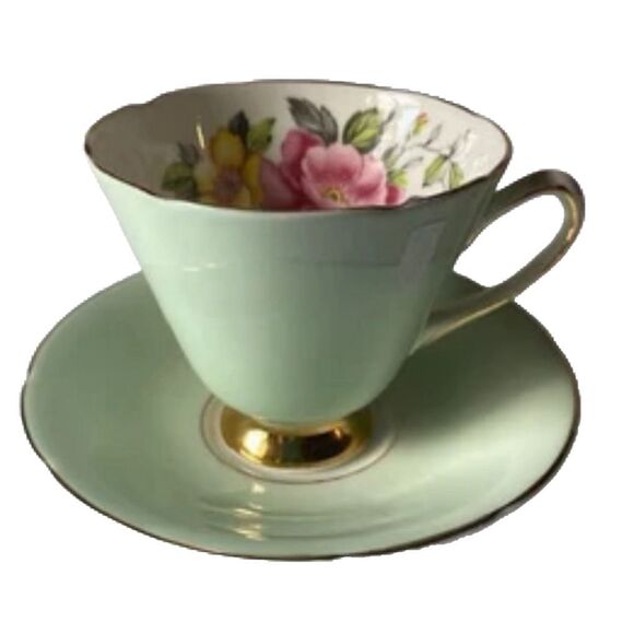 Royal Other - Old Royal Bone China England. Soft green & roses 1940’s